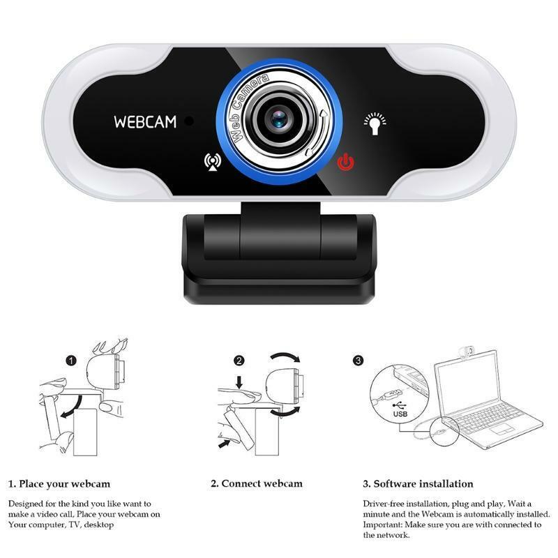1080P Computer Webcam USB Built-in Microphone Drive Free Cameras With Tripod