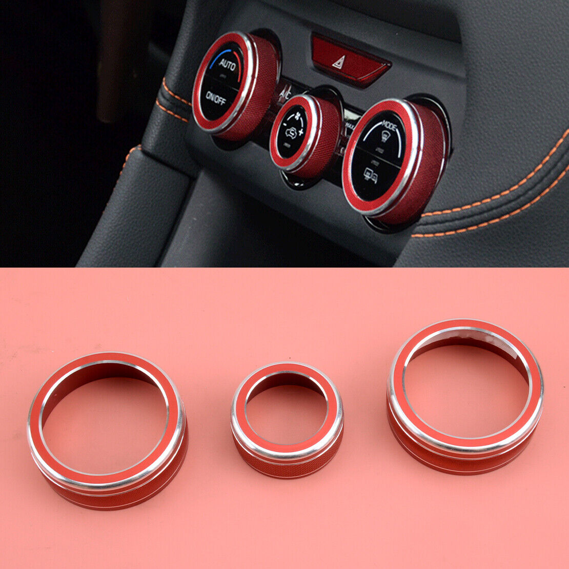 3x Aluminum Air Conditioner Switch Knob Ring Trim Fit For Subaru Impreza WRX/STI
