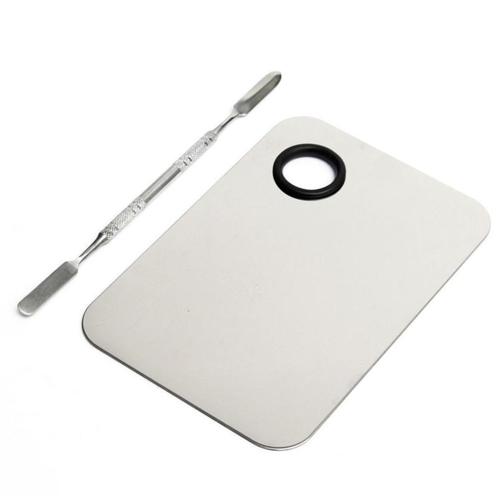 Stainless Steel Makeup Mixing Blending Palette with Spatula Cosmetic Tool
