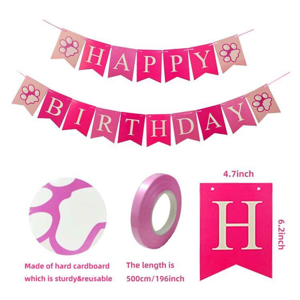 2x Cactus Puppy Happy Birthday Banner Decoration Ornaments For Window