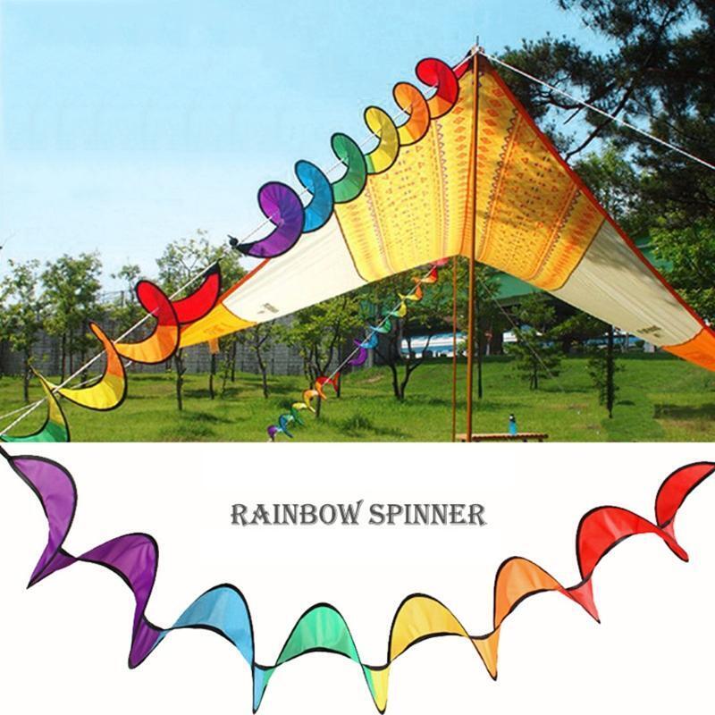 Colorful Foldable Rainbow Spiral Windmills Home Garden Camping Tents Decorations