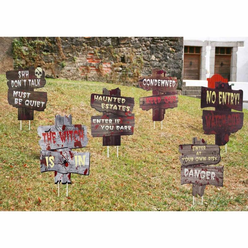 Halloween Yard Signs Set of 6 Spooky Night Home Courtyard Pathway Decoration
