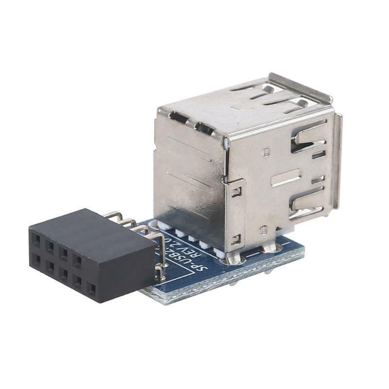 Mini Internal PC USB 2.0 2 Port 9Pin Female To Female Adapter Converter