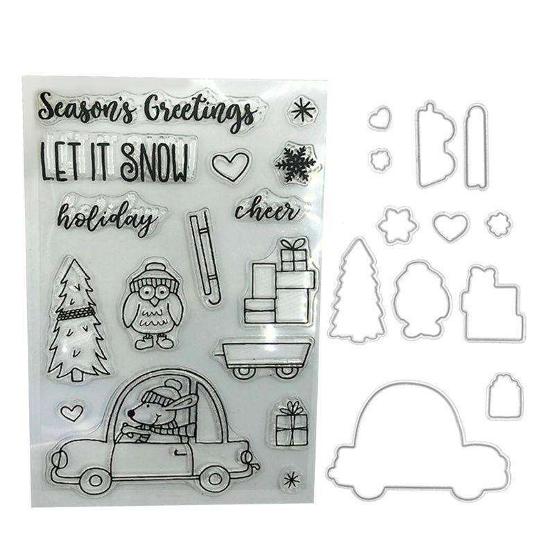 Car gifts Clear Stamps Seal+Cutting Dies Stencil Set DIY Scrapbooking