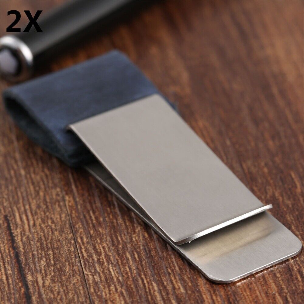 2 Set Blue Leather Pen Holder Organizer Clip For Notebook Diary Journal Passport