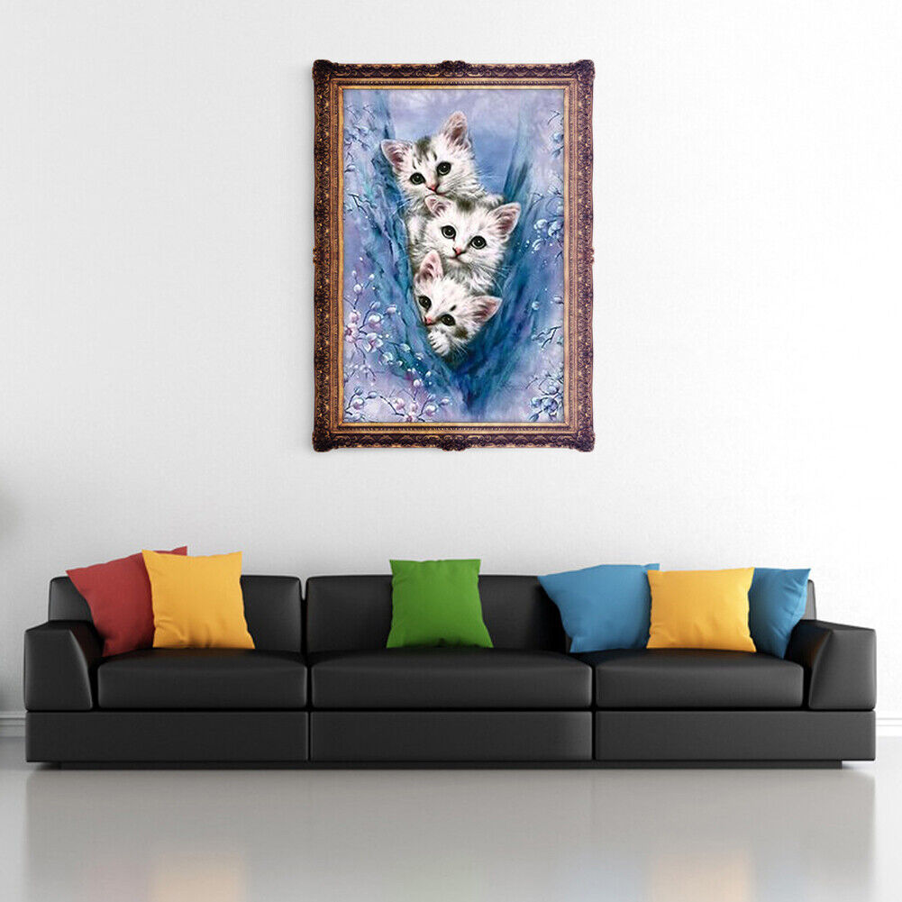 Three Cats 5D DIY Diamond Painting Cross Stitch Embroidery Home Decor Craft