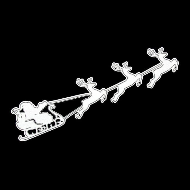 Merry Christmas Metal Cutting Die Deer Sleigh Die Cuts Embossing Mould Template