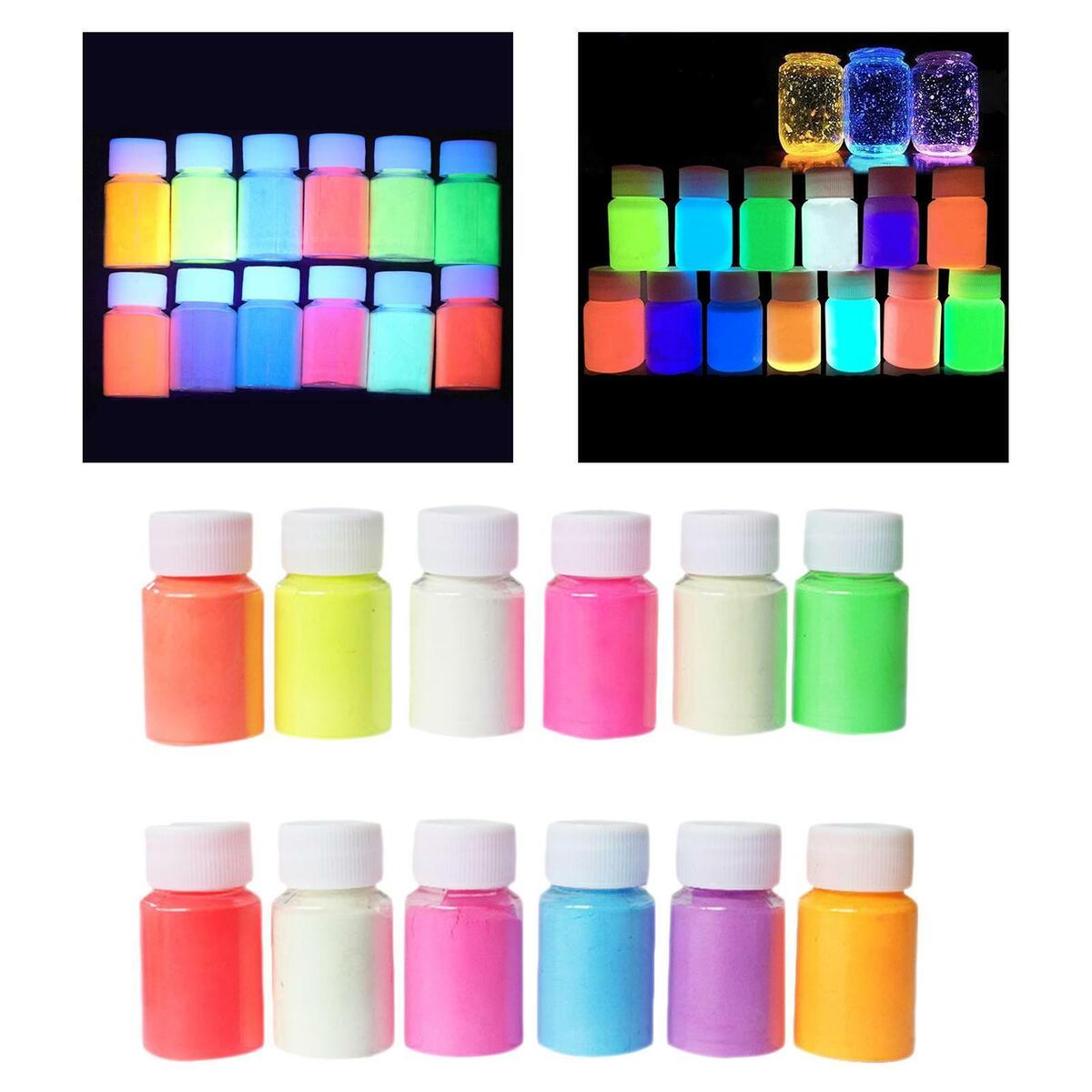 12 Colors Glow in The Dark Pigment Powder, Luminous Powder Non-Toxic Skin Safe