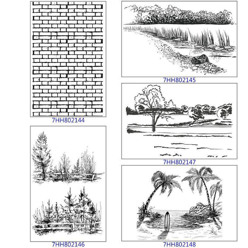 Forest Tree Silicone Clear Stamp Trees Pattern Background Stamp Transparent Seal