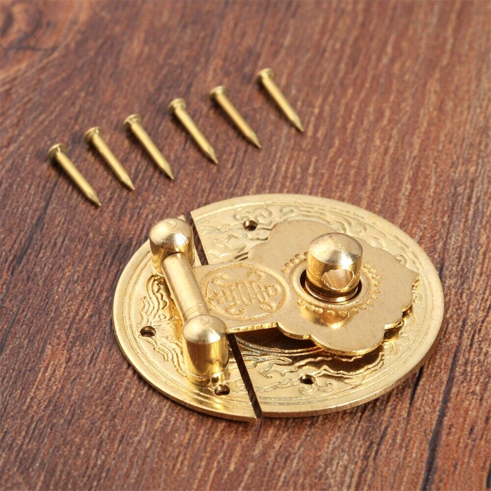 Small Classic Jewely Wooden Box Lock Latch 6 Nails 36mm/1.42" Chinese Tradition