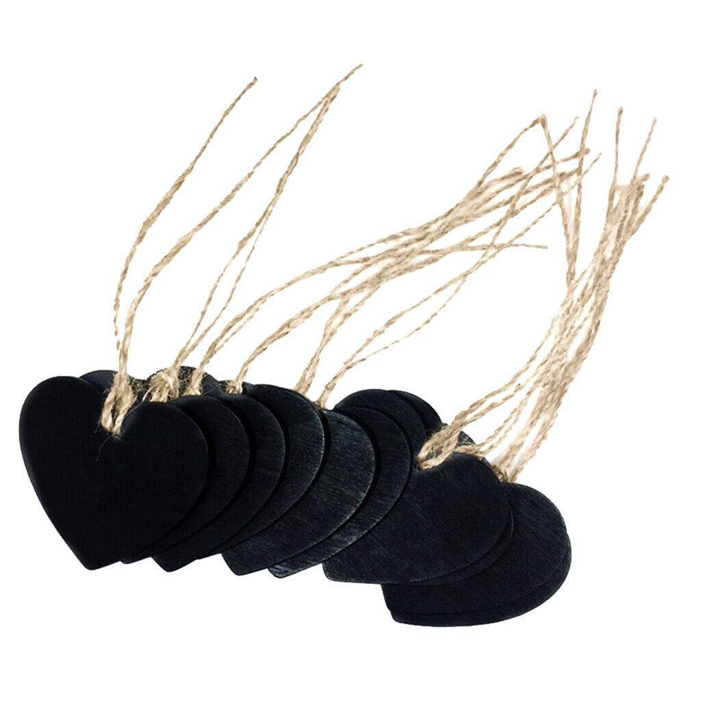 10 Pieces Wooden Heart Hanging Chalkboard  Message Blackboard Wedding