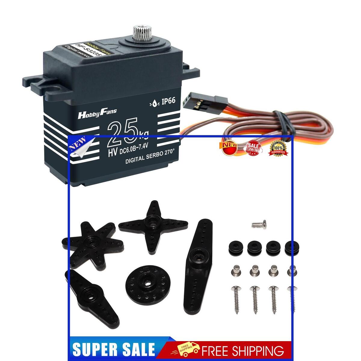 25kg Metal Gear Waterproof Digital Servo Kit for RC Crawler Car Robot Black