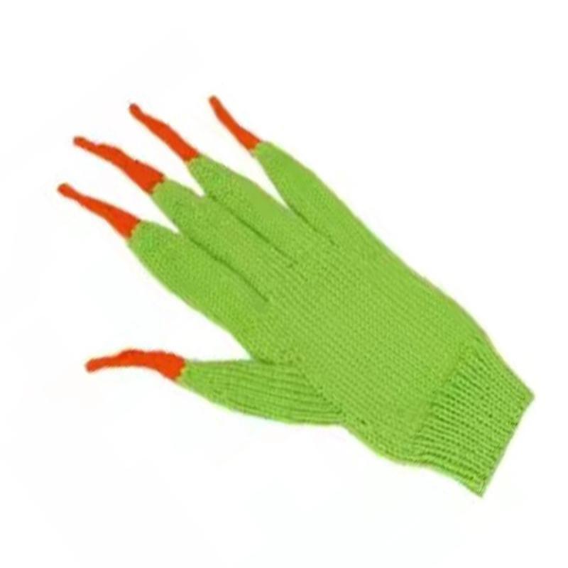 Stretchy Knitted Gloves Full Finger Gloves Creative Green Gloves for Riding