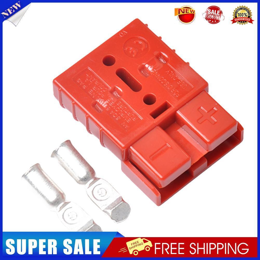50A Battery Charging Bipolar Plug with Terminals Portable Connector (Red)