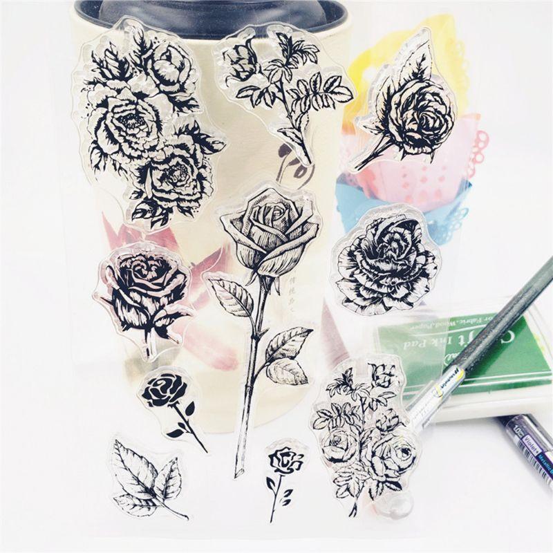 Rose Flower Silicone Clear Stamp Flowers Shape Stamps Greeting  Invitation Card