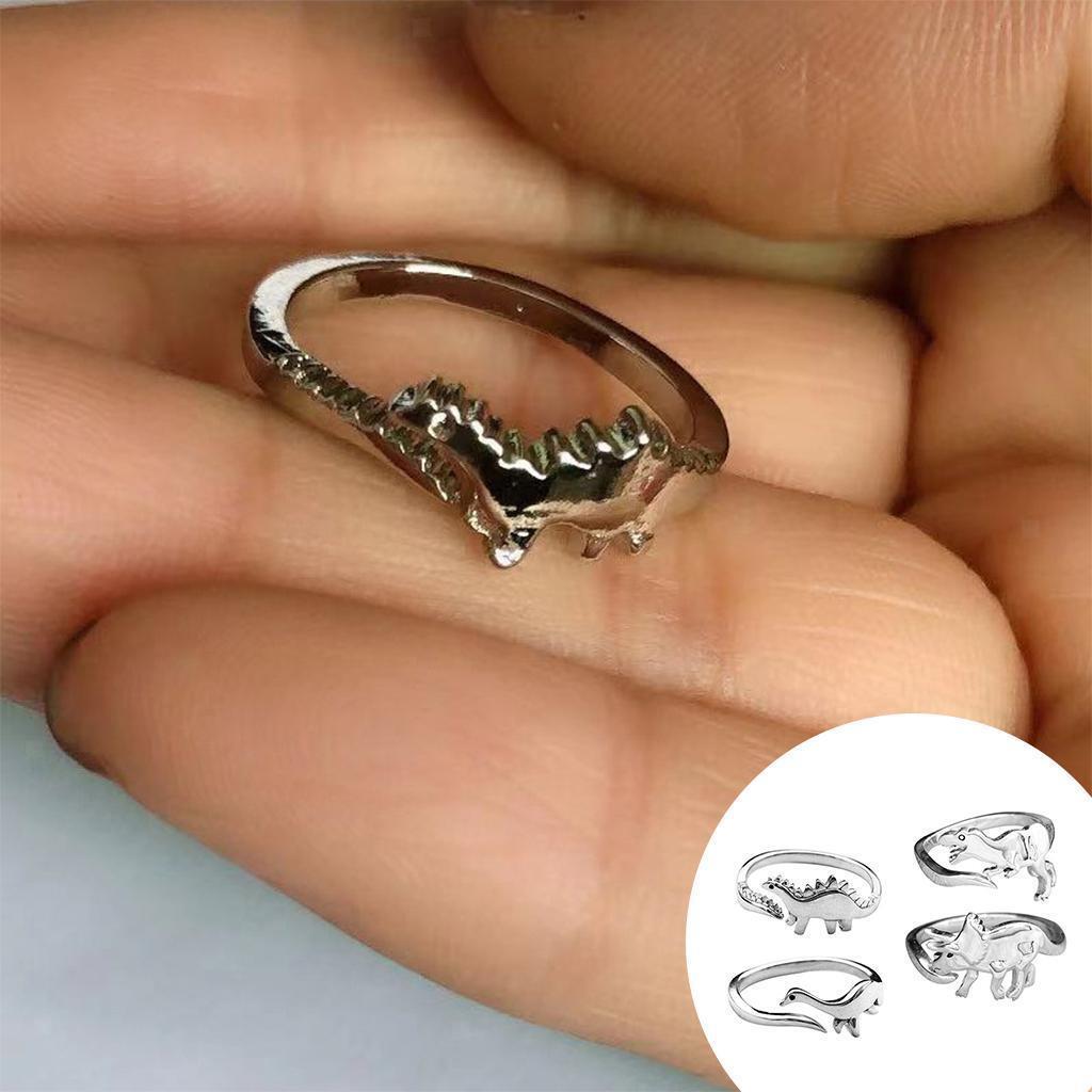 4pcs Punk  Rings Dinosaur Theme Accessory for  Men Holiday