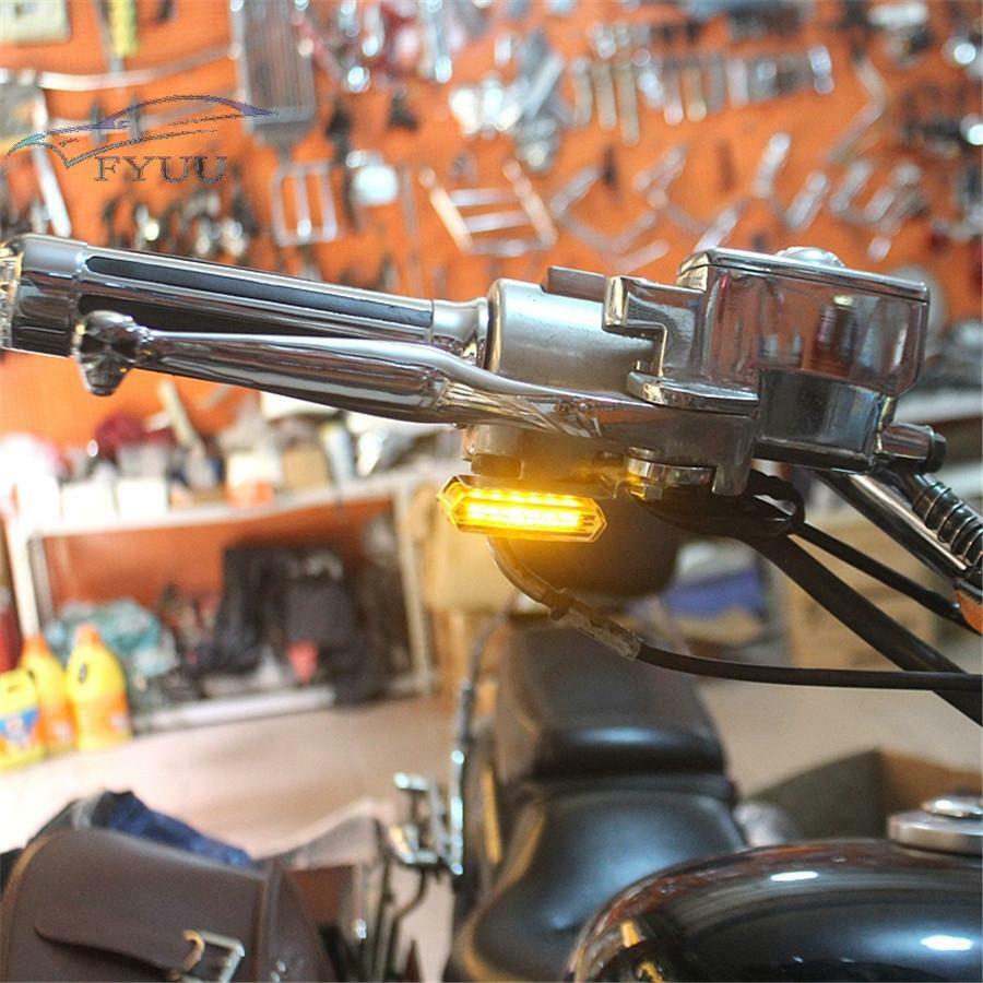 2*Mini LED Motorcycle Flowing Water Turn Signal Light Brake Clutch Lever Flasher