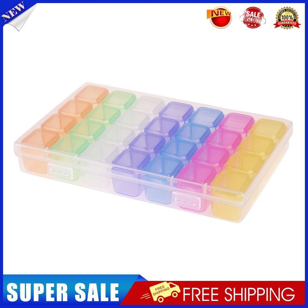 28 Slot Plastic Storage Box Nail Rhinestone Jewelry Display Case(Colorful)