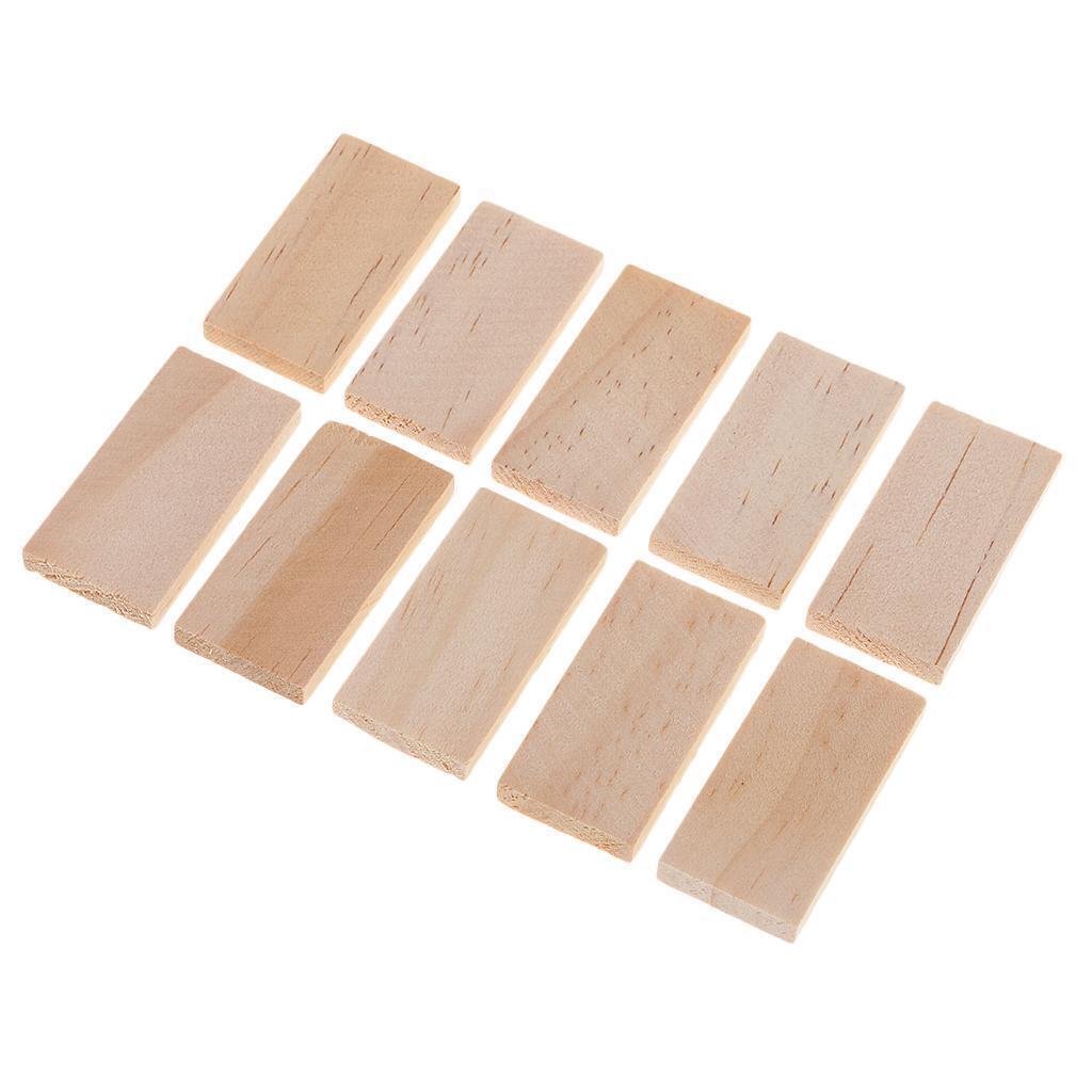 10pcs Rectangle Wood Wooden Shapes Plaque for Kids Handmade DIY Craft 4x2cm