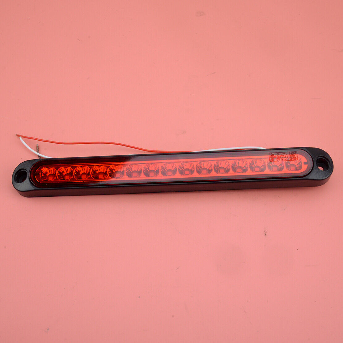 Red 15-LED Sealed Truck 3rd Brake Tail Light Strip Rear Turn Signal Lamp Bar