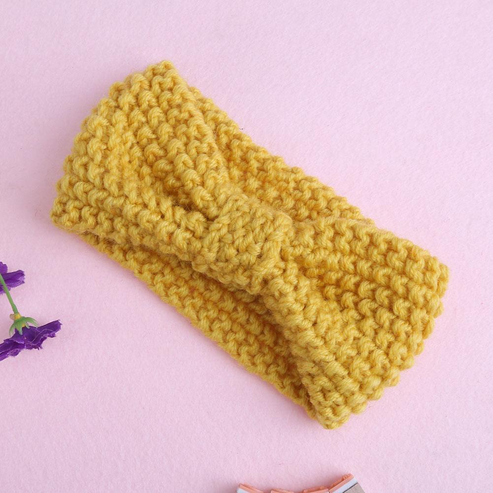 New Baby Knit Crochet Bow Headband Hair Accessories Child Headwear(Yellow)