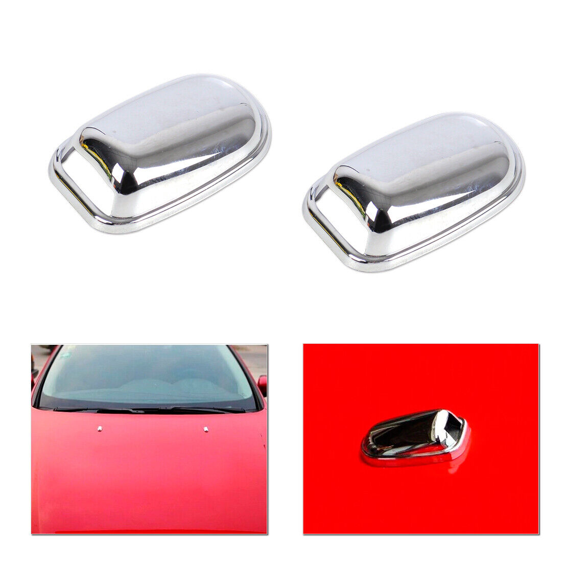 Fit For Ford Fiesta 2008-2015 Chrome Windscreen Washer Spray Nozzle Jet Cover Li