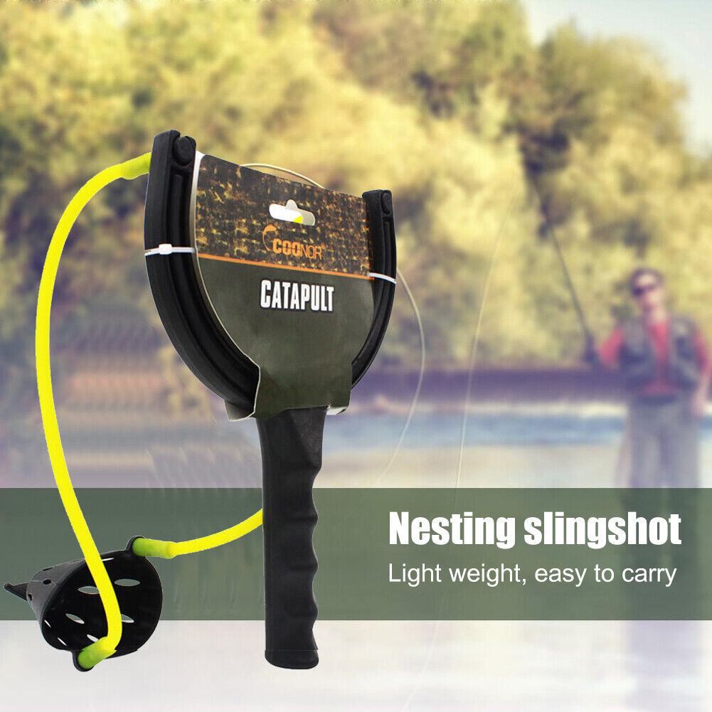 Elastic Powerful Catapult Food Bag Fishing Bait Nesting Slingshot Thrower