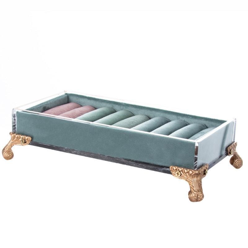 Ring Storage Tray Velvet Cloth Display Organizer Jewelry Pendant Holder