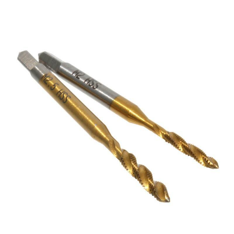 9pcs M2-M12 Titanium Coated High Speed Steel HSS Screw Thread Metric Spiral Taps