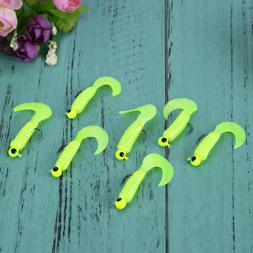 1.75g 4.4cm Soft Fishing Worm Lure with Lead Bait Hook Fish Tackle(Yellow)