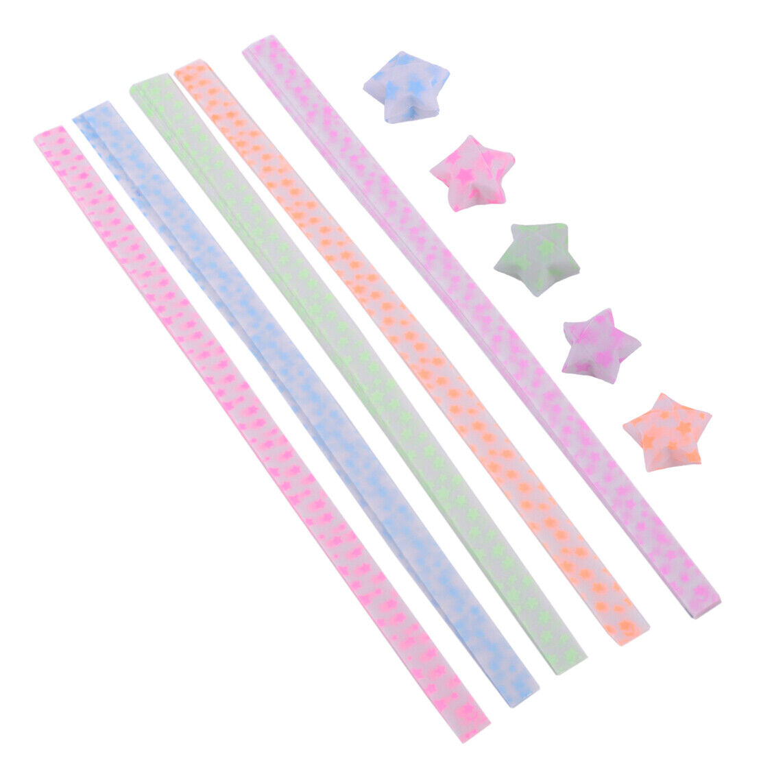100x Luminous Origami Lucky Star Paper Crafts Folding Ribbons Christmas Gifts Li