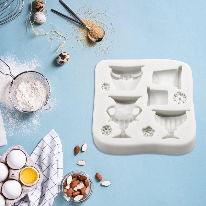 Exquisite Flowerpot Shape Silicone Fondant Mold Sugar Craft Mould Easy to Use