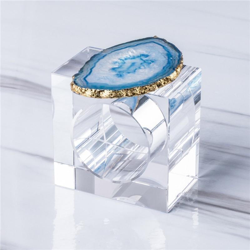 Agate Crystal Napkin Rings Set of 4 Dining Table Decoration Napkins Buckle