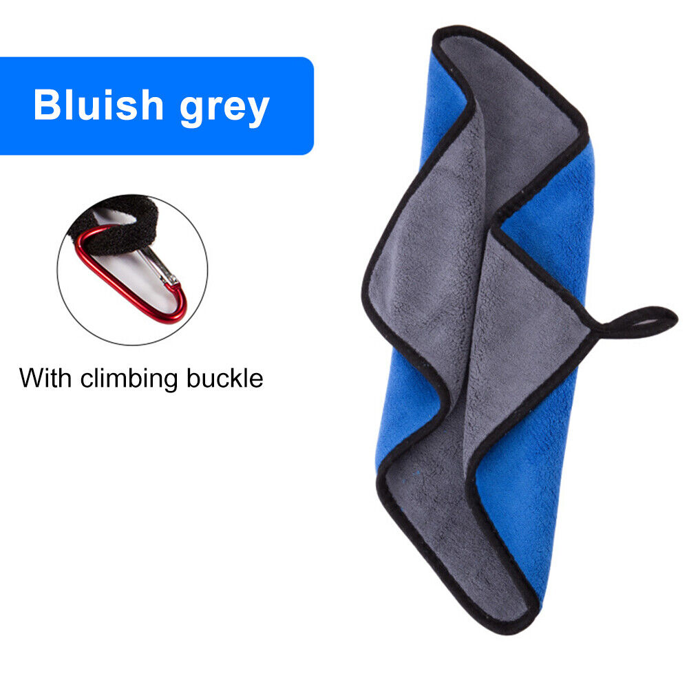 Fishing Towel with Hook Water Absorption Washcloth Non Stick on Bait (Blue)