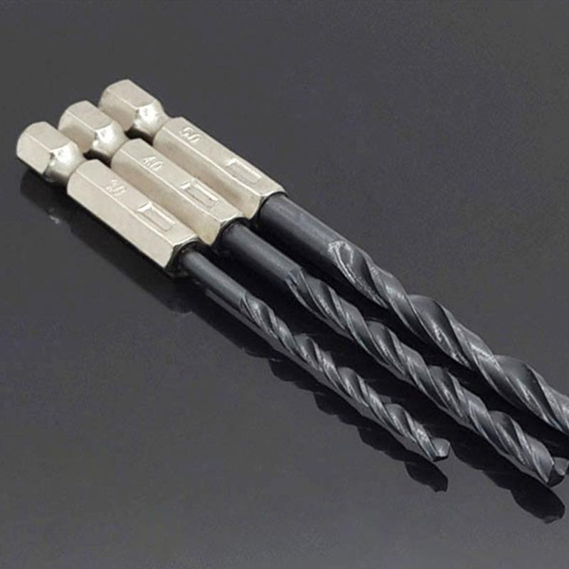 15 Pcs Strong High Speed Steel Hexagon Black Twist Drill  for Wood Metal Opening