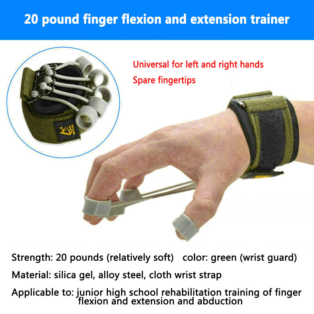 Finger Flexion Extension Training Device Strength Trainer (Green 20 Pound)
