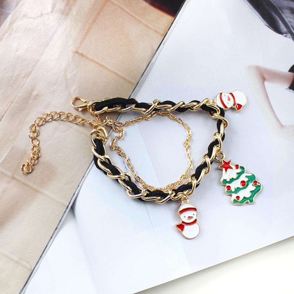 Snowman Cartoon Cute Bracelet Christmas Tree Bell Bow Bangle Gift (Style 3)
