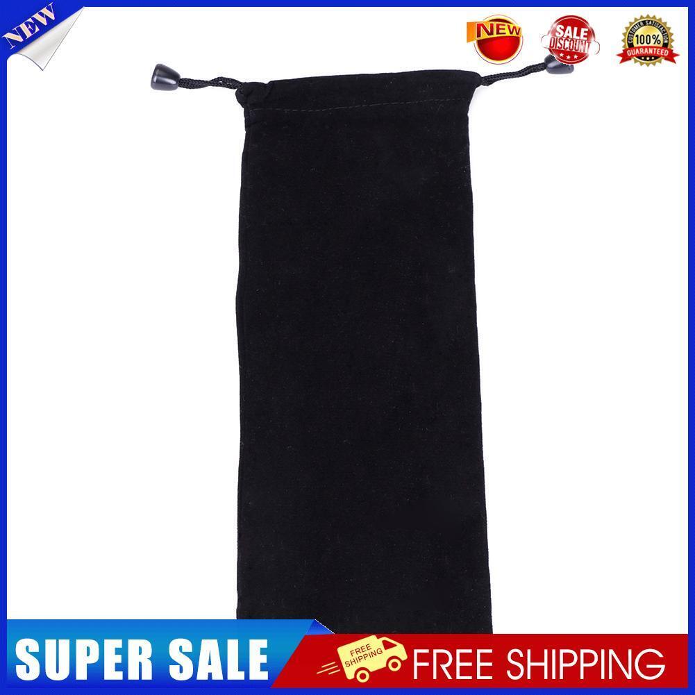 Reusable Straw Velvet Storage Bag Black Drawstring Pouch Jewelry Organizer
