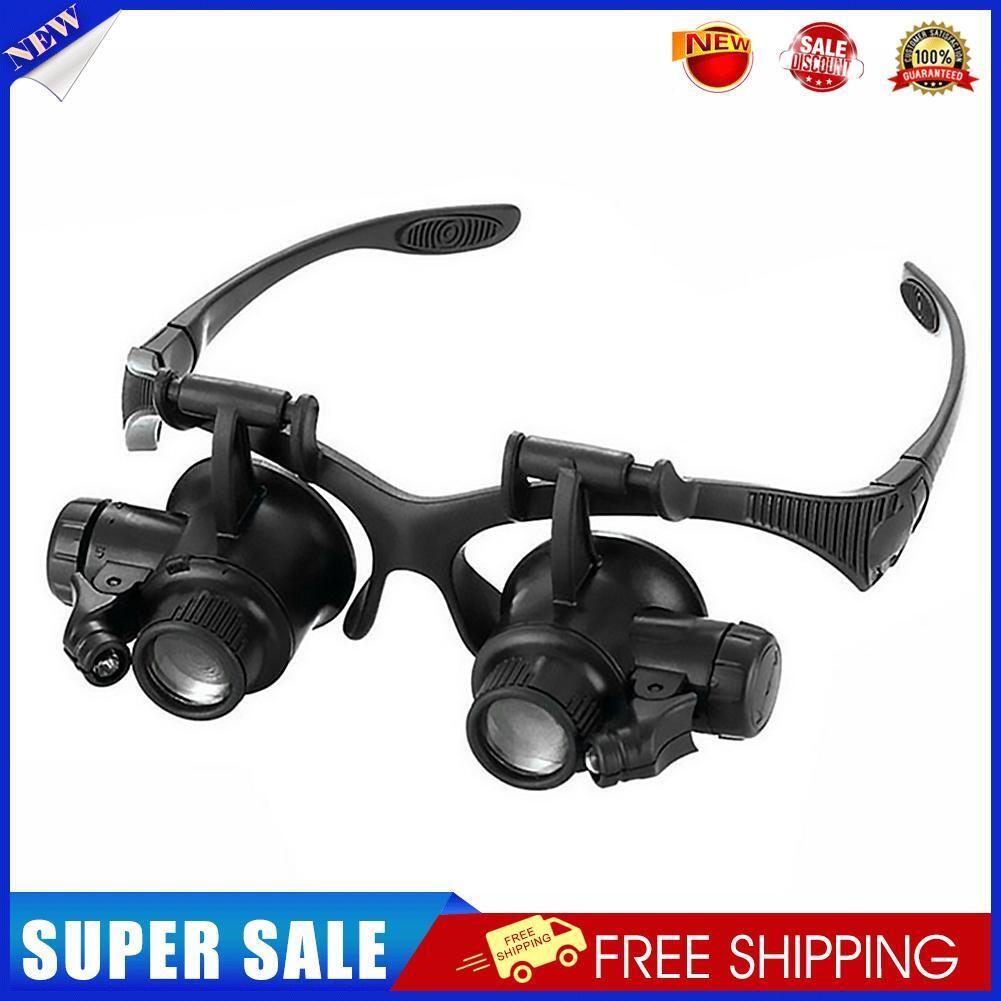 10/15/20/25x Watch Headband Magnifier Glasses with LED Head Jewelry Loupe