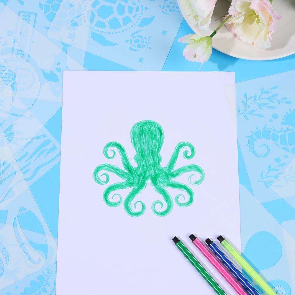 DIY Sea Animal Painting Hollow Template Ocean 6x6Inch Creatures Stencil