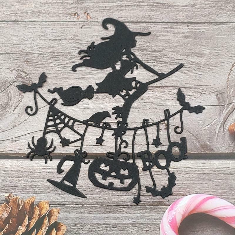 Flying Witch with Bat Garland Metal Cutting Dies Stencil DIY Embossing Template