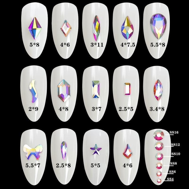 5500Pcs AB Rhinestones for Nails, Iridescent Crystal Nail Round Beads Flatback