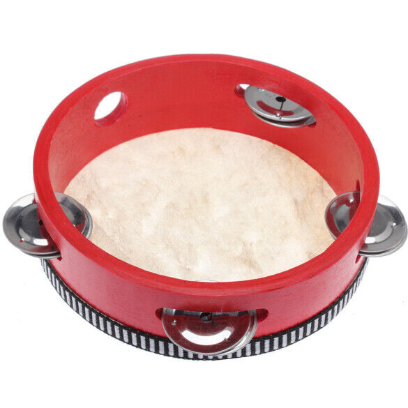 Educational Red  Musical Tambourine Beat Instrument Hand Drum Children