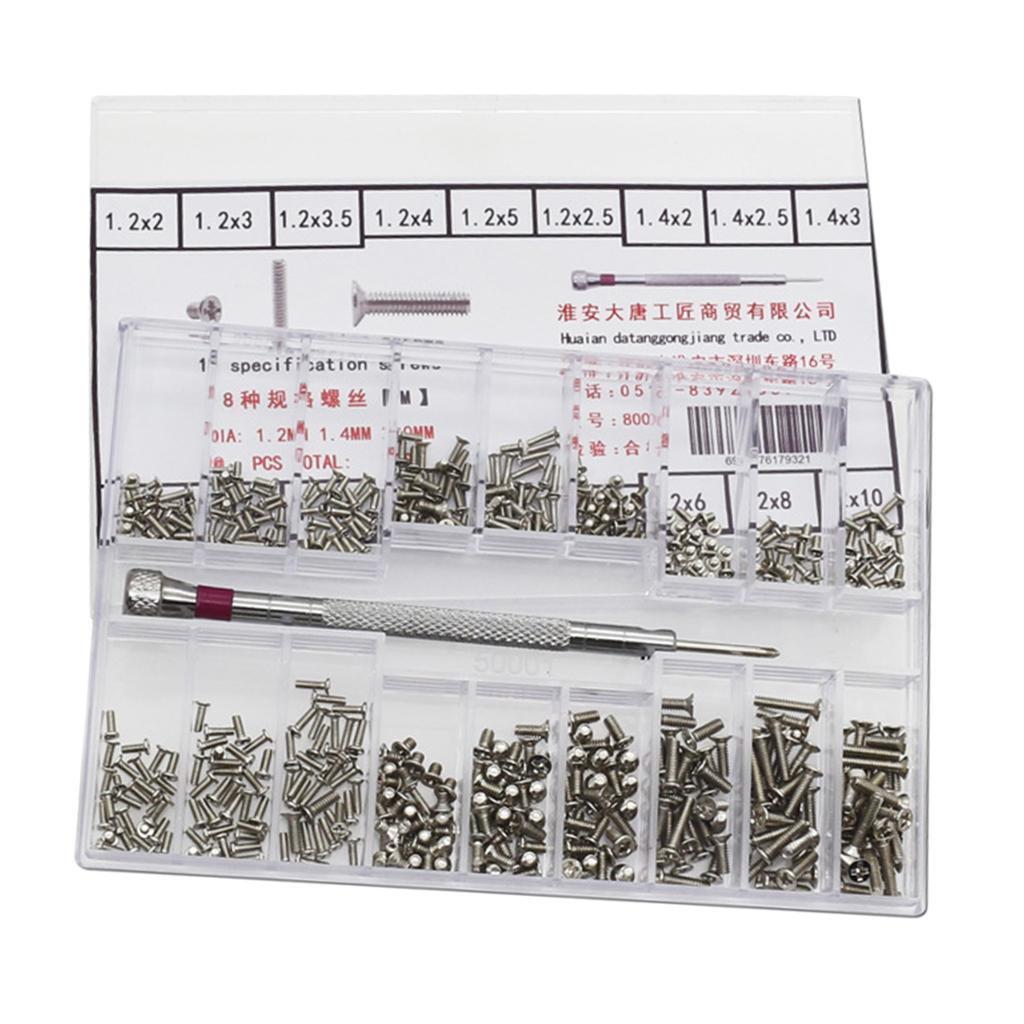 18type Screw Nuts Watch Eyeglass Replacement Kit with Screwdriver 1.2-2.0mm