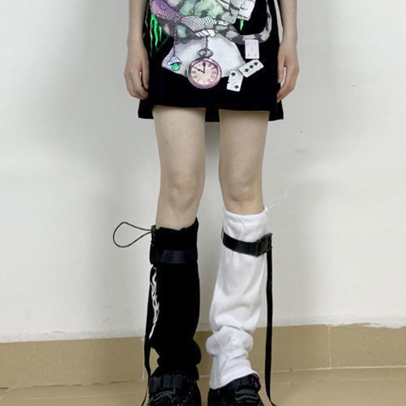 Punk Gothic Leg Warmer Fire Printed Foot Cover Leg Sleeve Long Socks Stockings