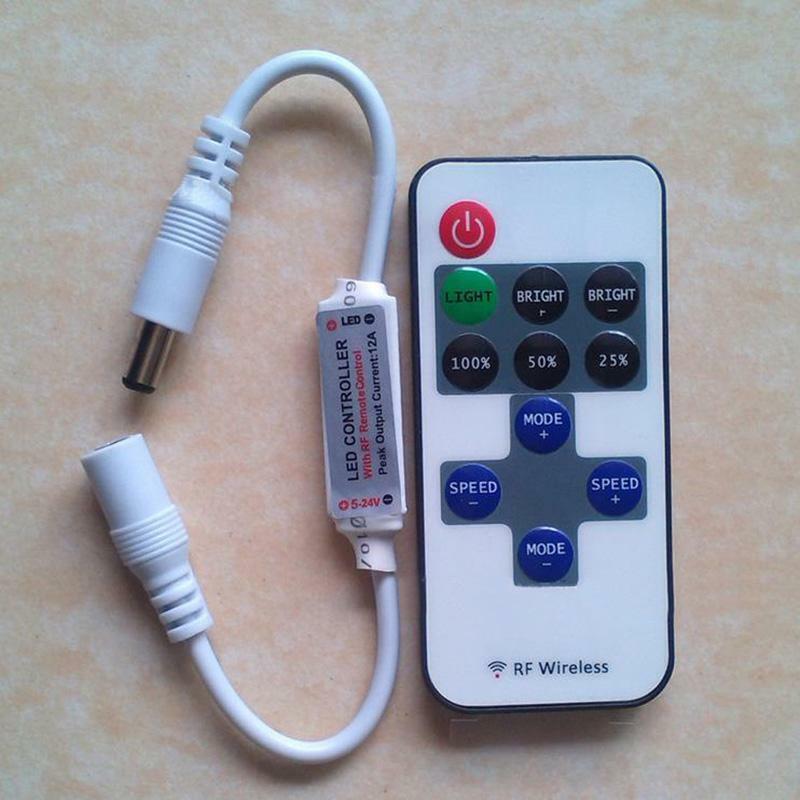 RF Wireless 11 Key Remote Controller Mini Dimmer For Single Color Strip Light