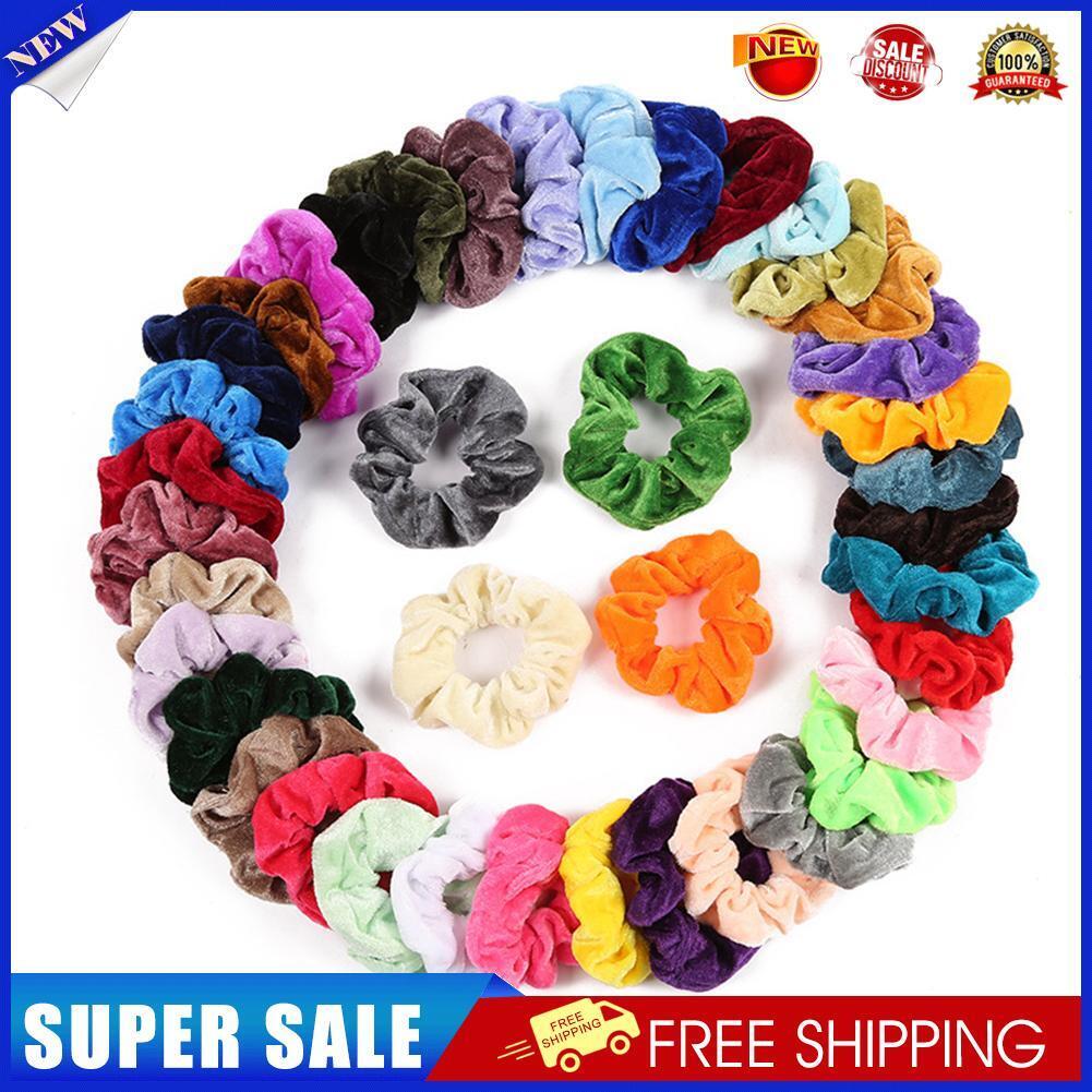 40pcs Women Velvet Scrunchies Set Colorful Ponytail Holder Hair Ring Rope
