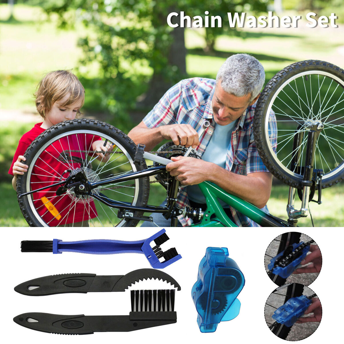 Bicycle Cleaning Kit - 4 Pieces Bicycle Chain and Drivetrain Cleaning Kit
