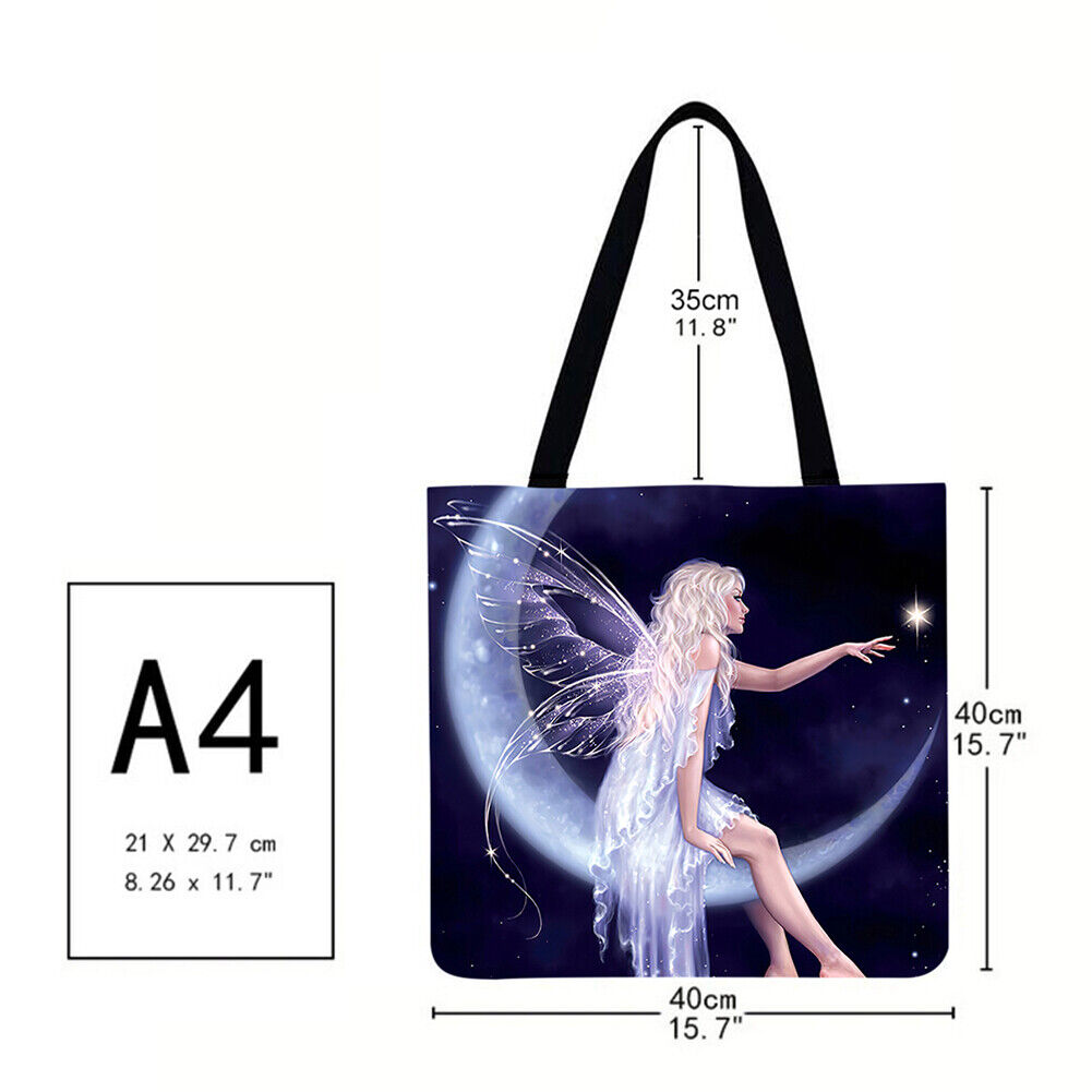 Elves Printed Shoulder Shopping Bag Casual Large Tote Handbag (40*40cm)