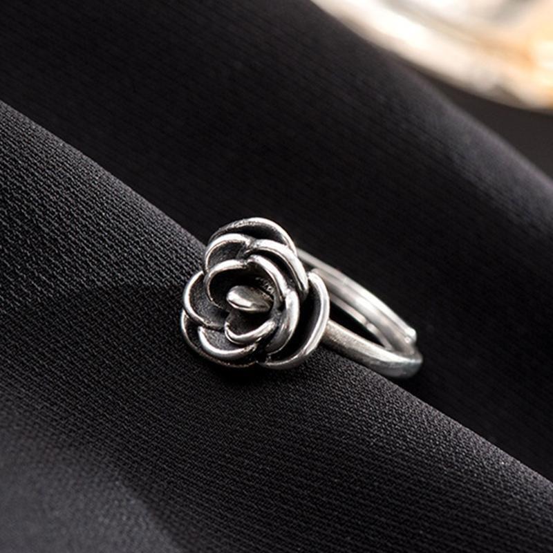 Rose Flower Anti Wolf Ring Self Protection Jewelry Finger Ring for Women Girl